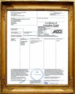 Certificate of Australia Origin