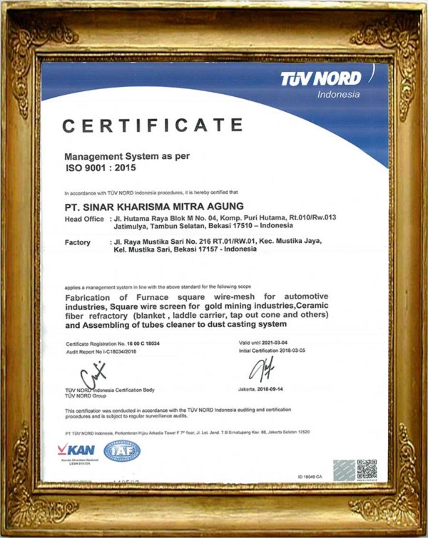 Certificate ISO 9001 2015